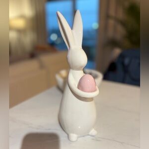 Easter Bunny Figurine with Pink Egg ceramic